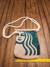 Starbucks Canvas Lunch Box Bag Handbag Coffee Button Rope Bag