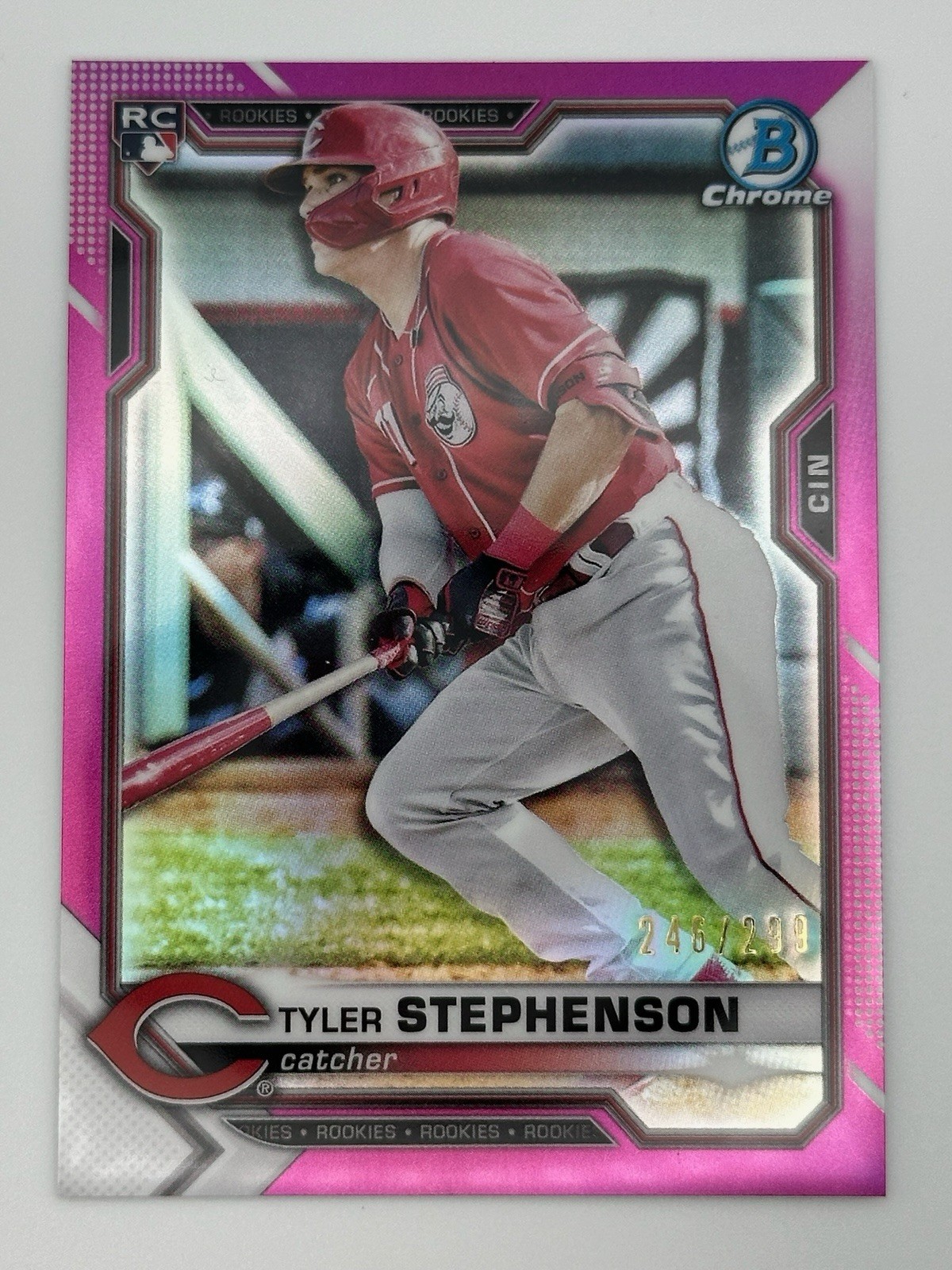 2021 TOPPS BOWMAN CHROME TYLER STEPHENSON #87 PINK REFRACTOR 246/299 RC