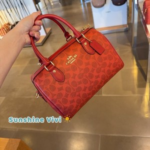NWT COACH Rowan Satchel Bag In Signature Canvas CEY39 in Gold/Crimson