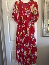 Express Women's Large High Low Floral Sun Dress With Cut Out