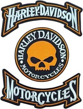 3 Pcs Sets Skull Large Size Harley Iron On Biker Applique Patch