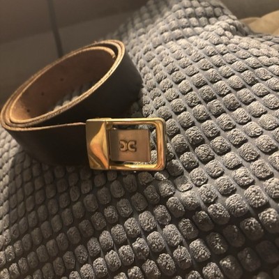 CELINE Vintage Herren Gürtel Gold & Silber Metallschnalle Paris Luxus Authentic