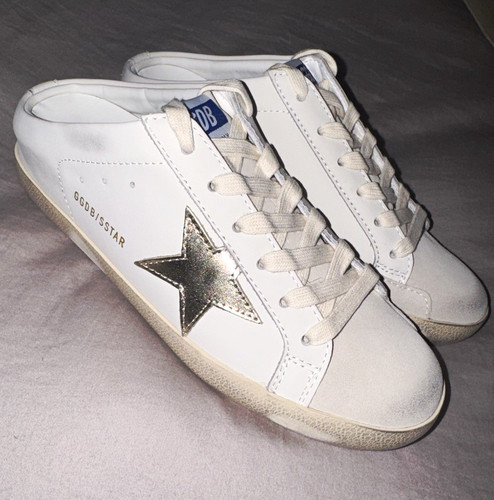 Golden Goose Super-Star White Gold slip on sneaker slippers brand new w/ Box