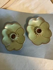 Vintage Frankoma Pottery Dogwood Candle Holders Green And Brown #300