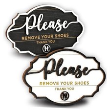 Please Remove Your Shoes Sign - 2 Pack Take Your Shoes Off Sign For Black White