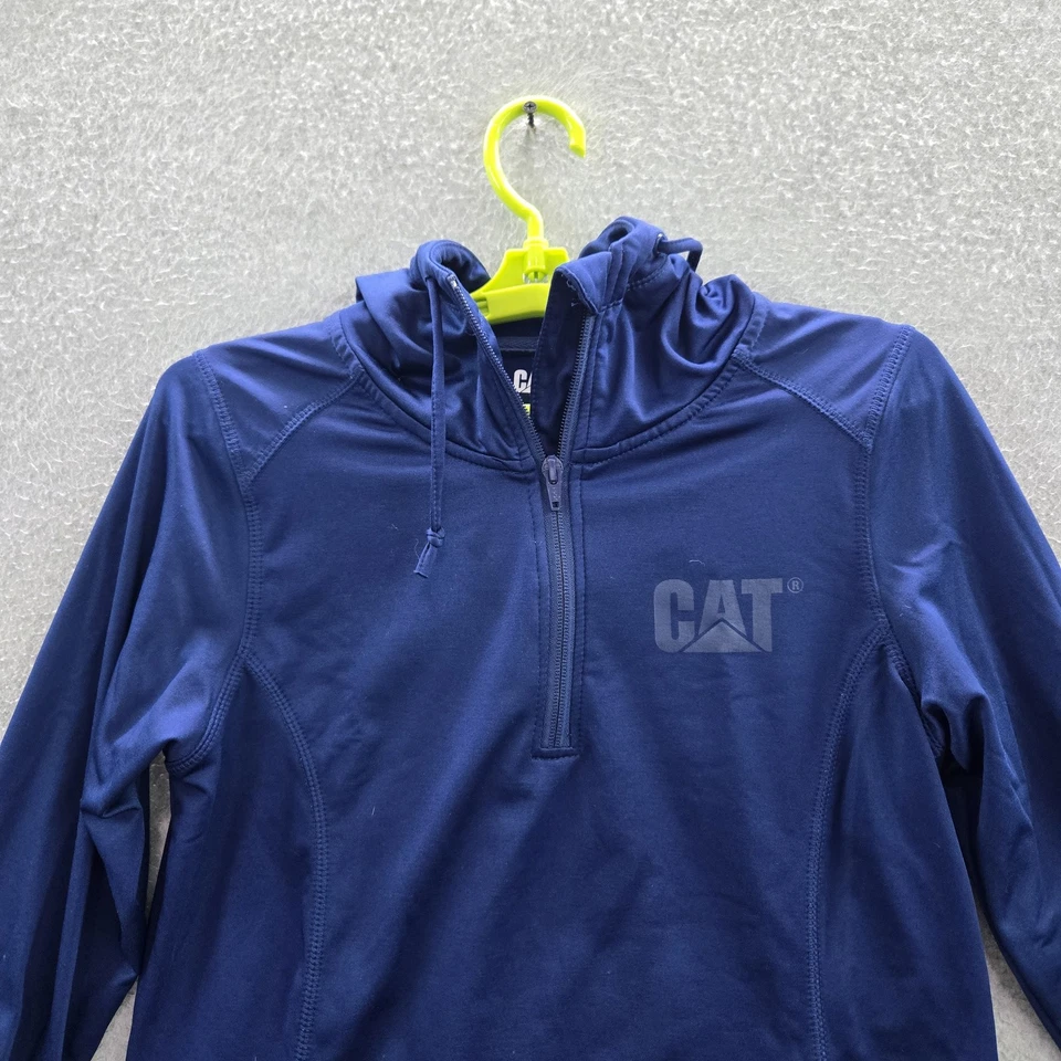 Sudadera con Capucha CAT Mujer MEDIANA Azul Marino Ropa Activa Logo 1/4 Cremallera Manga Larga Foto 3 de 4