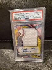 SARAH STRONG 2024-25 BOWMAN BEST JUMBO PATCH YELLOW LAZER AUTO /75 PSA 9 Q0902