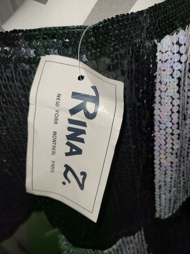 NWT Vtg. Rina Zin Suit Skirt Top Size Medium Colorblock Black White sequins - Picture 7 of 11