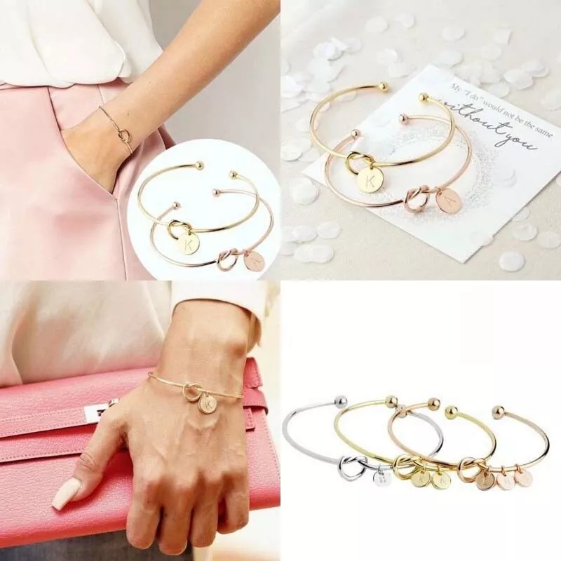 Personalized Rose Gold Monogram Bangle Bracelet