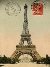 Vintage Eiffel Tower Paris Photo Postcard Reproduction Metal Sign FREE SHIPPING