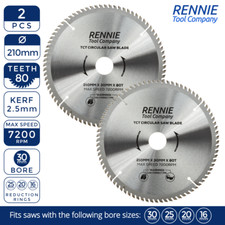 2 PACK - 210mm x 80T TCT Circular Wood Saw For Bosch Makita Dewalt Festool