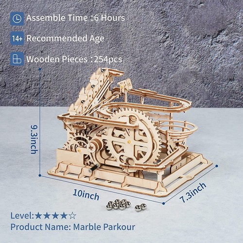 ROBOTIME 3D Wooden Puzzle Marble Run Mechanical Model Kits DIY Gift for Teens - Picture 10 of 12