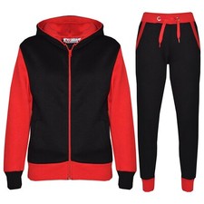 Kids Boys Red Tracksuit Fleece Hooded Hoodie Bottom Jogging Suit Jogger 2-13 Yrs