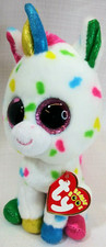 Ty Beanie Boos Harmonie White Confetti Unicorn bean bag Plush 6" w/ Tag
