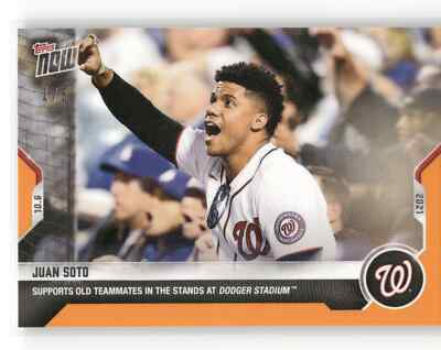   JUAN SOTO 2021 Topps Now #916 ORANGE 1/5 Supports Teammates Postseason  