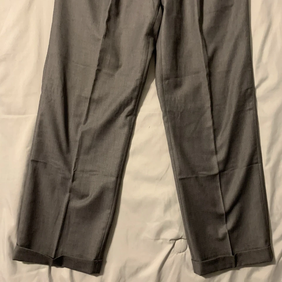 Angelo Rossi Pants Men 32x30 Dark Gray Pleated Cuffed Poly Rayon Blend Career - Image 4 of 4