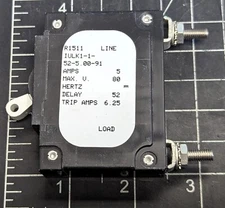 AIRPAX / SENSATA TOGGLE SWITCH CIRCUIT BREAKER 5AMP 80VOLT Long Delay [B9BY] #4