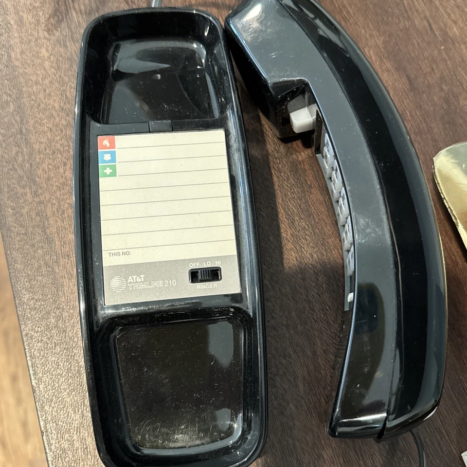 Телефон AT&T 210|кнопка|проводное настенное крепление или стол|телефон Trimline|черный - Изображение 2 из 4