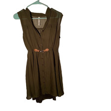 Green Sleeveless Dress with Faux Belt Size Medium
