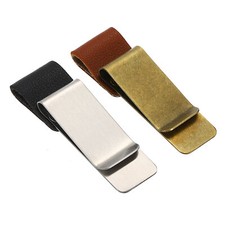 2pcs Pen Holder Clip, Stainless Pencil Loop with Carved Leather, Black Brown