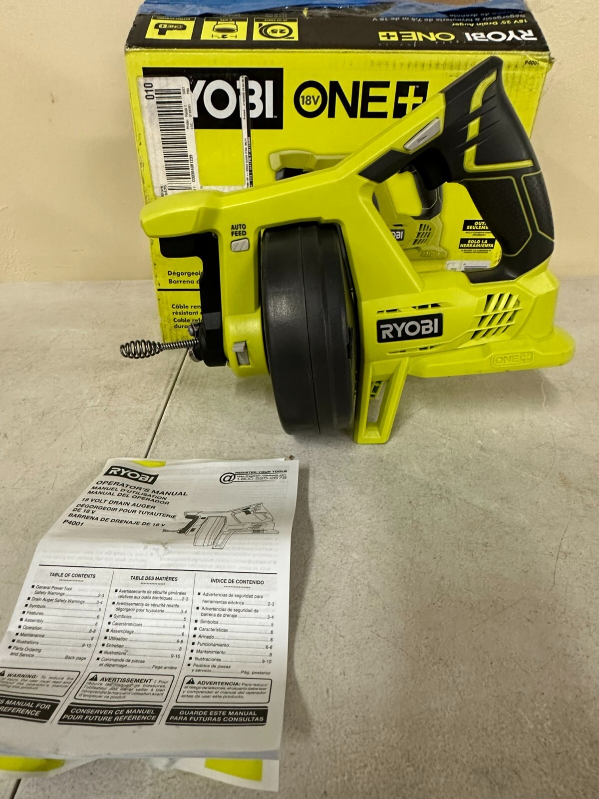 Ryobi P4001 One+ 18V Drain Auger (Tool Only) E28 33287168927 eBay