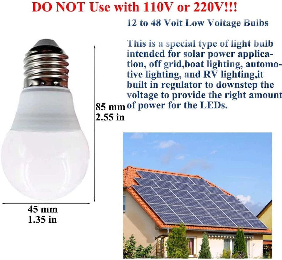 Taysing 12V Light Bulb A15 3W Soft White 3000K E26 Screw Base 12V Led Bulb DC 12 - Image 3 of 4