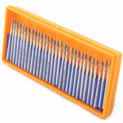 30Pcs Diamond Grinding Head Burrs OLIVARY 3 mm 1/8'' inch Grit 150 Coated Rotary
