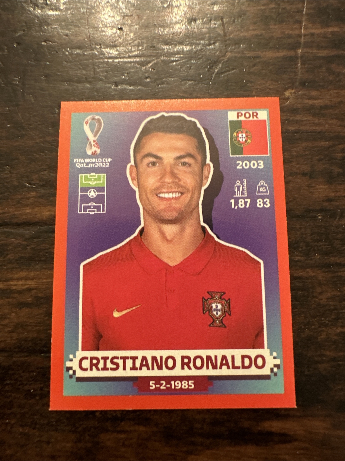 Cristiano Ronaldo 2022 FIFA World Cup Qatar Panini Sticker POR 18 Red Parallel