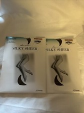  2 JC Penney Silky Sheer Caress Control Top Queen Short Taupe NOS Pantyhose
