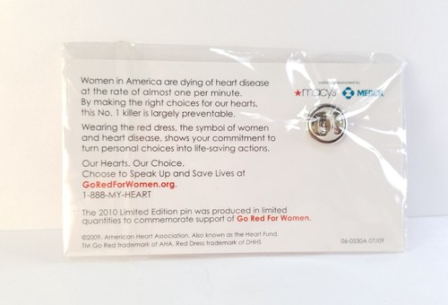 American Heart Association Go Red For Women Lapel Hat Pin Pinback - Picture 5 of 6