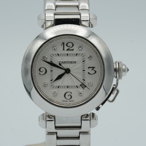 Cartier Pasha Auto Women's Watch 1 1/4in 18K 750 Gold 2398 White Full Set 135
