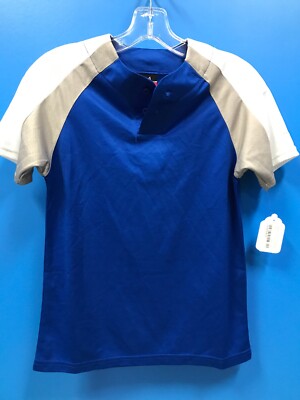 Alleson Athletic Youth 2 Button Small Royal Blue Gray White Baseball Jersey NEW