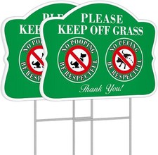 JIAMING No Pooping Or Peeing Dog Sign, Keep Off Grass 12 x 9 inch, GREEN