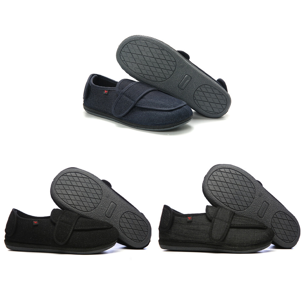 SAOLA Scarpe da casa Artrite Edema con suola in gomma regolabili per anziani piedi gonfi