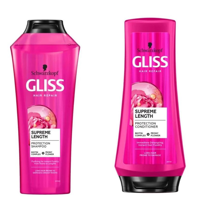Schwarzkopf Gliss Kur SUPREME LENGTH Shampoo/Conditioner, Long and Damaged Hair