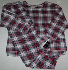 NWT Ralph Lauren IVORY/RED/GREEN Plaid SWEATER-KNIT Pajama/Lounge Set 3X POCKETS