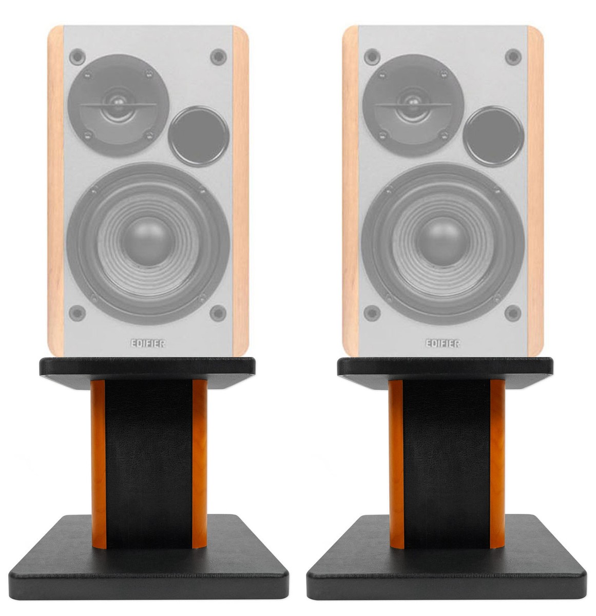 2) 8” Wood Bookshelf Speaker Stands For Edifier R1280T Bookshelf