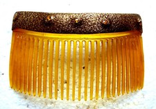 Victorian hair comb with gold metallic top - NO US IMPORT FEES