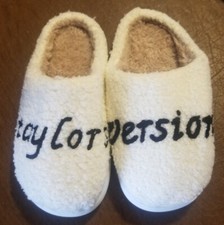 Taylor s Version Swift White Slippers NWOT Size 30-31 Small Size 12.5- 13