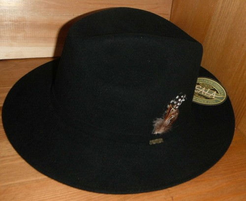 BIG BRIM outback fedora Hat BLACK 