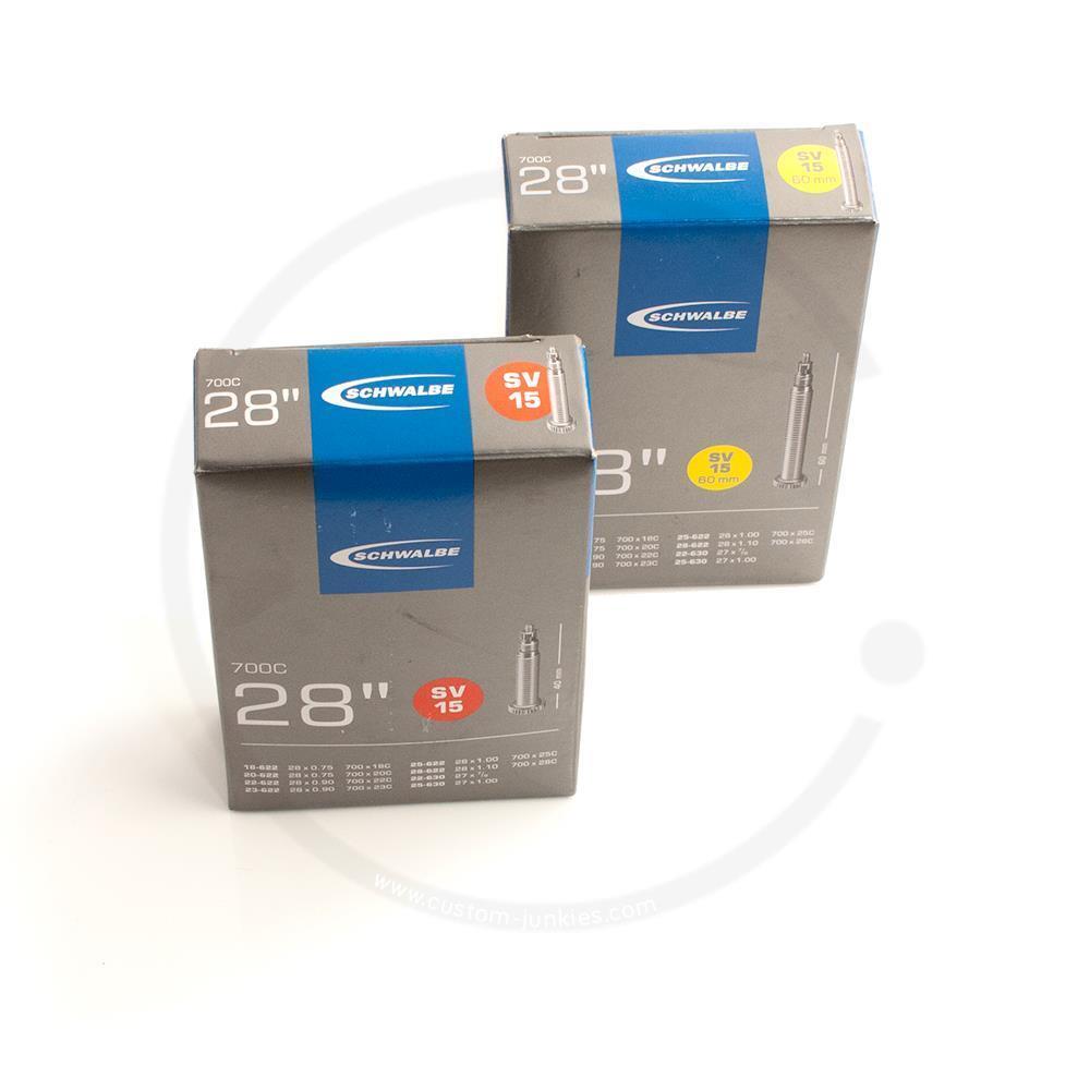2x Schwalbe SV15 Fahrradschlauch – Für 28 Zoll / 700C Reifen, Presta-Ventil 60mm, Kompatibel 18-28-622