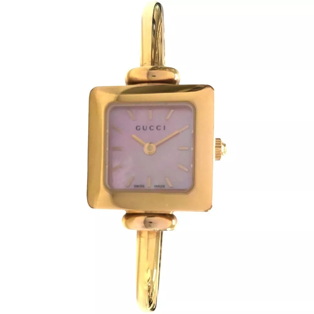 Gucci 1900L Watch Square Quartz Women's Pink Dial Gold Vintage Antique