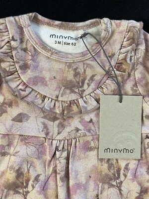 MinyMo (Denmark) NWT Lavender/Taupe Floral Ruffled Coverall-3 Mos