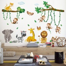 Jungle Animals Party Nursery Decor Kids Removable Wall Stickers Decals Monkeys