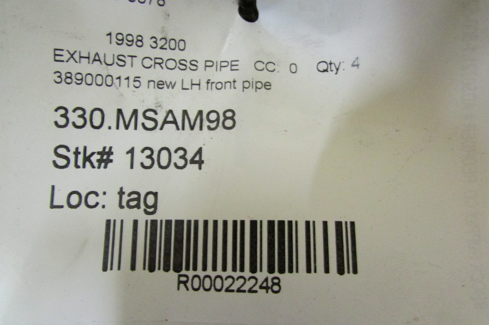 Maserati 3200 GT, LH, Front Pipe, P/N 389000115