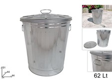 Bidone Pattumiera in Metallo Zincato con Coperchio 62 Litri