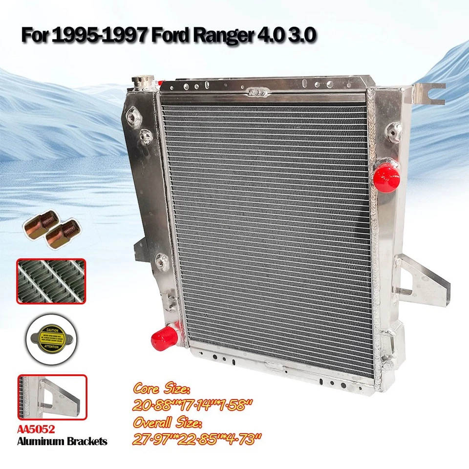 #1721 1722 Radiator For 1995-1997 Ford Ranger 3.0L 4.0L V6 MT/AT Full Aluminum - Изображение 2 из 4
