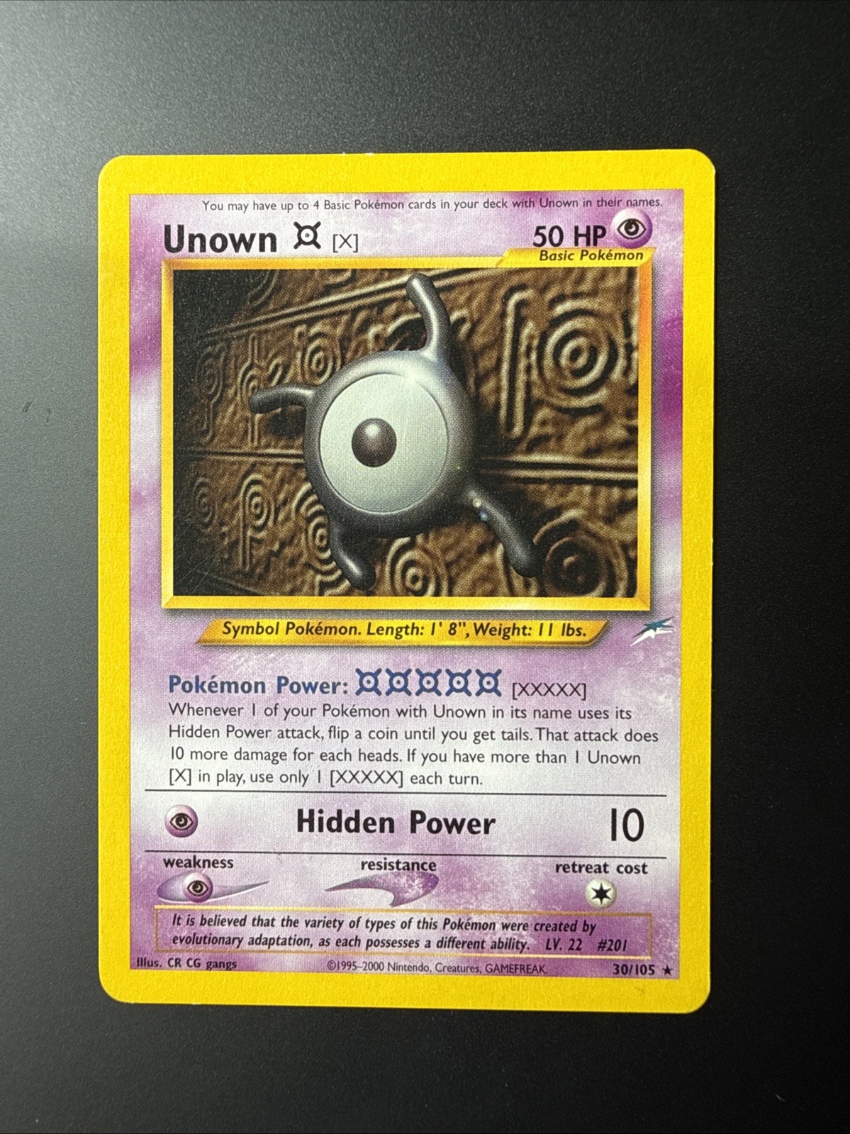 Unown X - 30/105 - Neo Destiny - Rare - Pokemon Card - NM