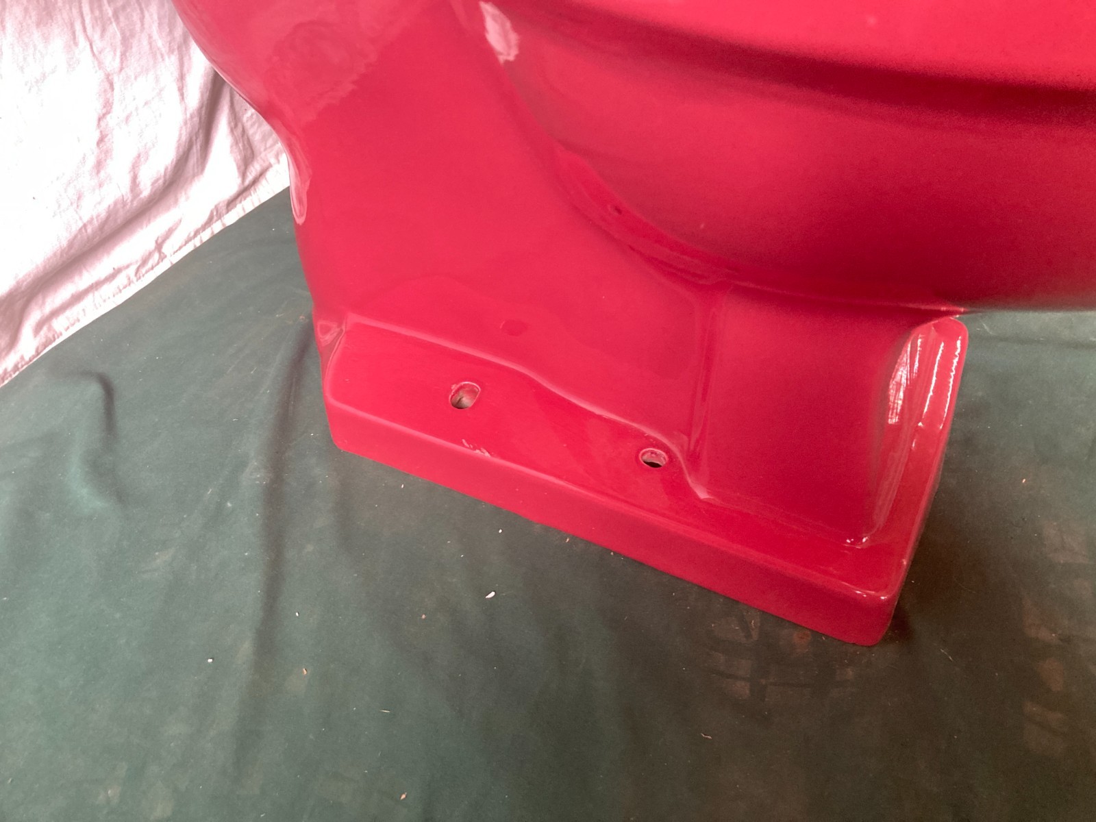 Vtg Mid Century Burgundy T'ang Red Porcelain Toilet Standard Round Bowl 336-25E