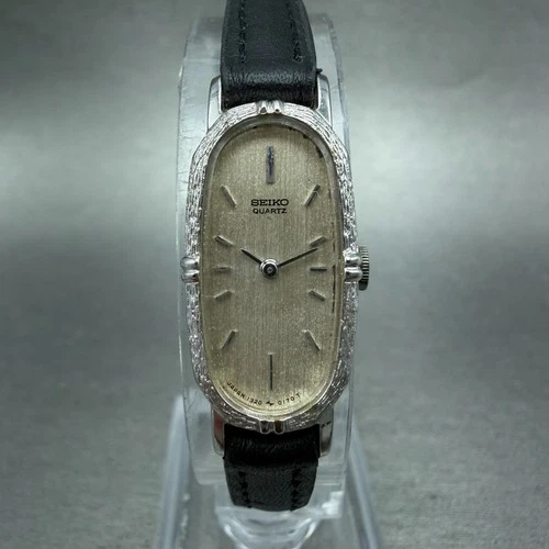 Seiko Watch Women 13mm Silver Dial Silver Tone Oval 1320-5140 New Battery VTG